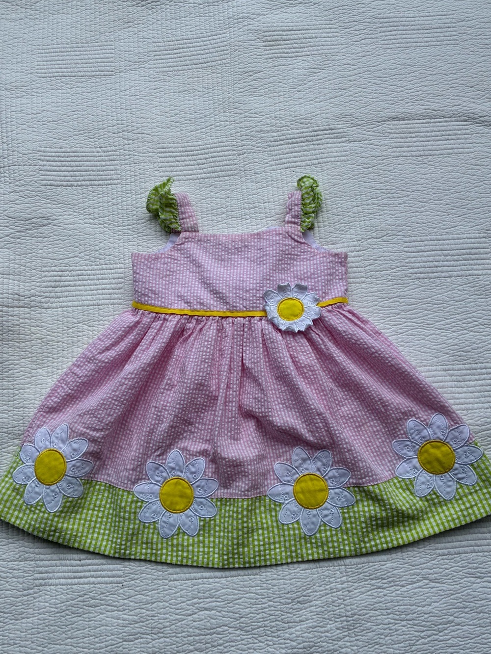 Blueberi Boulevard Pink Dress with Lime Ruffle Accents